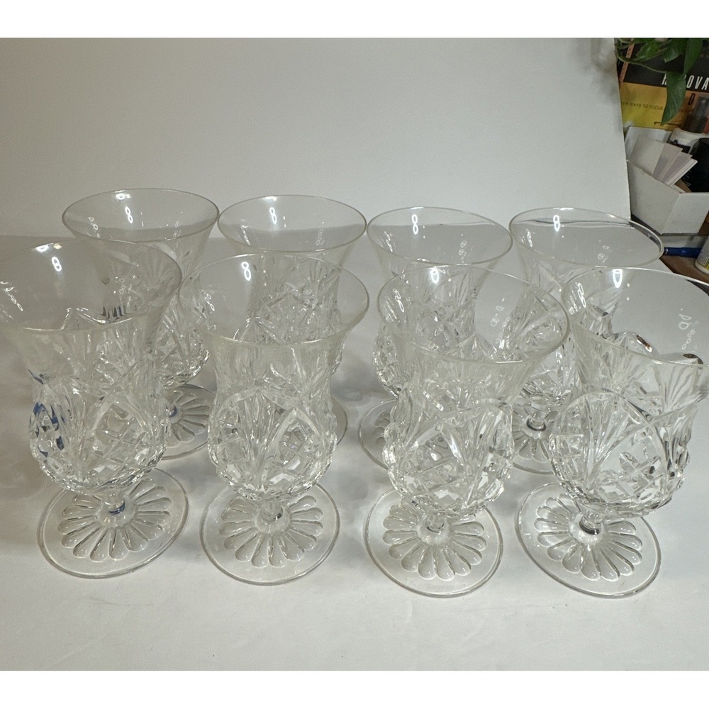 Waterford Crystal Set of 8 Waterville Rose Ice Tea Goblets Stemware #154635